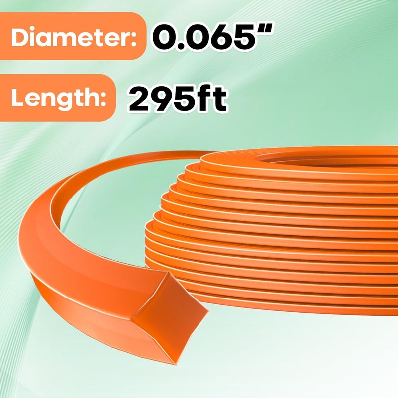 PLUSINTO String Trimmer Line .065", 295 Feet Weed Eater String, Square Trimmer Line for Universal Replacement, Orange Premium Nylon String Trimmer Line for Light Grass&Weeds - Image 2